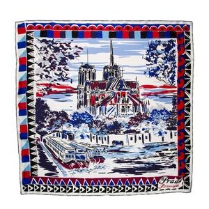 Prada "Pittoresque Paris" silk scarf blue 35 inch with box